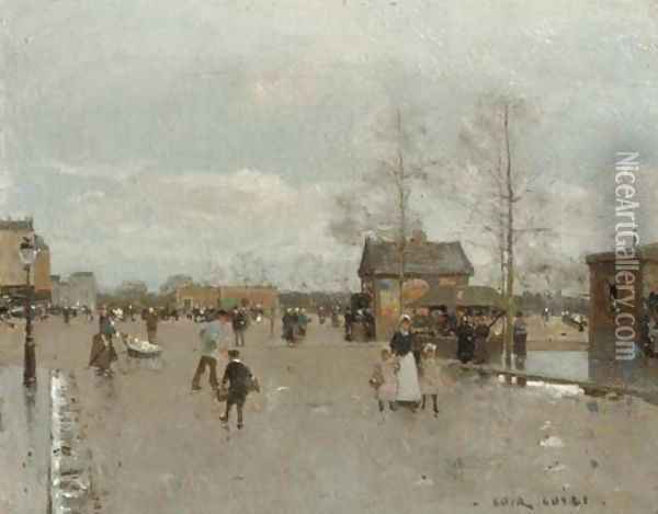 Une porte de Paris After the rain Oil Painting - Luigi Loir
