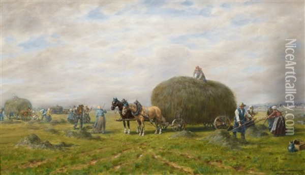 Hay Harvest Oil Painting - Desire Thomassin