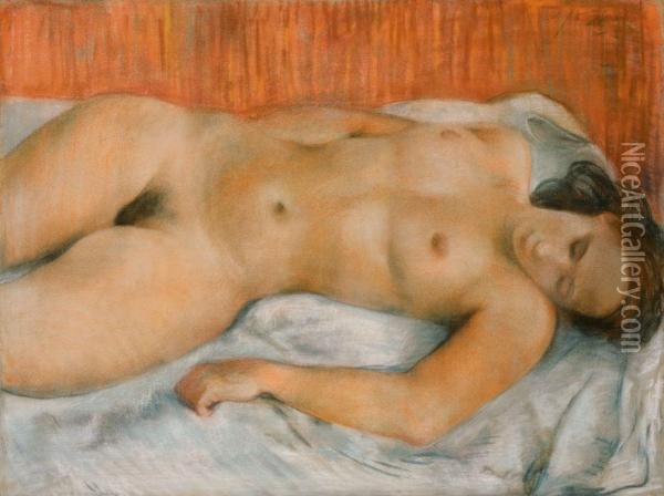 Liegender Weiblicher Akt Oil Painting - Willy Jaeckel