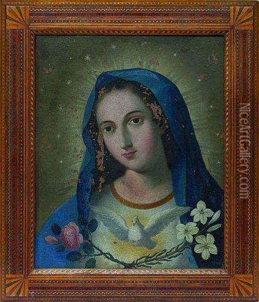 Virgen De La Paloma. Oil Painting - Manuel Caro