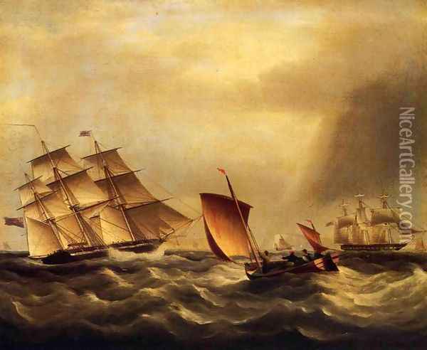 Shipping in Rough Seas Oil Painting - James E. Buttersworth