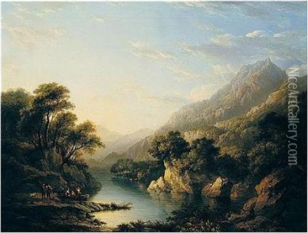 Landscape With The Lake Of Killarney Oil Painting - Alexander Nasmyth