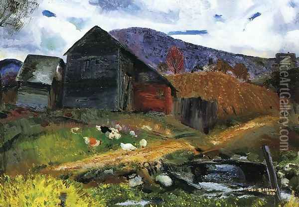 Old Barn In Shady Valley Oil Painting - George Wesley Bellows