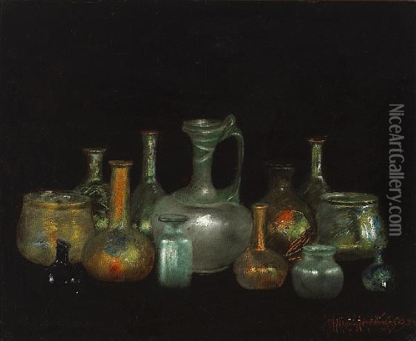 Still Life With Cyprus Glasses Oil Painting - Henry Alexander
