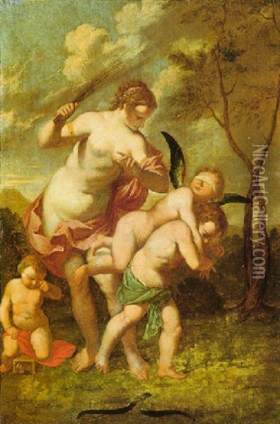 Venere Fustiga Amore Oil Painting - Marco Liberi