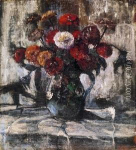 Flowers In A Mug Oil Painting - Bela Endre