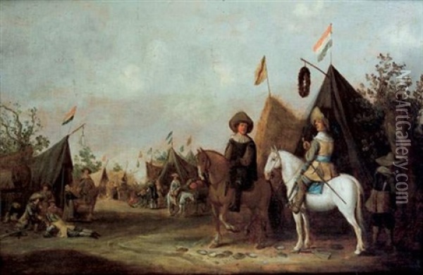 Cavaliers Dans Un Campement Militaire Oil Painting - Salomon van Ruysdael