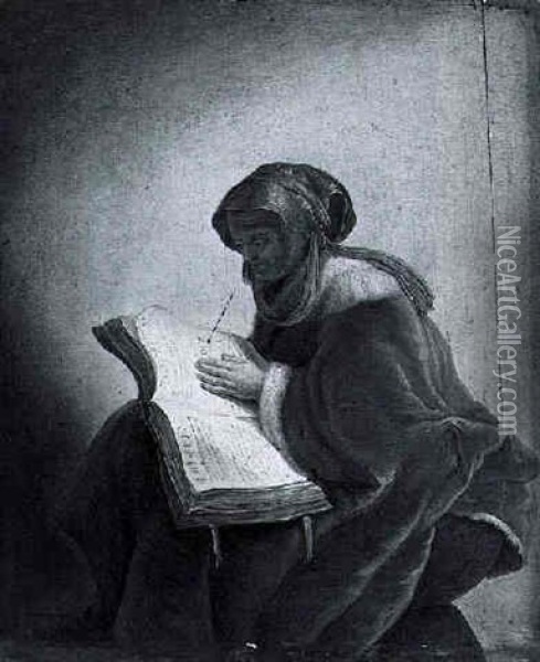 An Old Woman Reading Oil Painting -  Rembrandt van Rijn