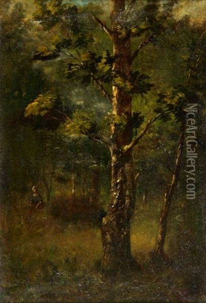 Madchen In Waldinnerem Oil Painting - Leon Richet
