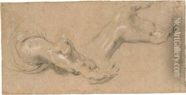 Deux Mains Avec Les Paumes Tournees Vers Le Haut Oil Painting - Sir Anthony Van Dyck
