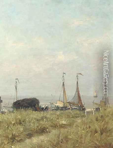 Overlooking the sea from the dunes Oil Painting - Hendrik Willem Mesdag