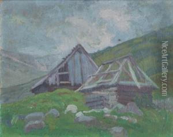 Szalasy W Tatrach,1920 Oil Painting - Antoni Markowski