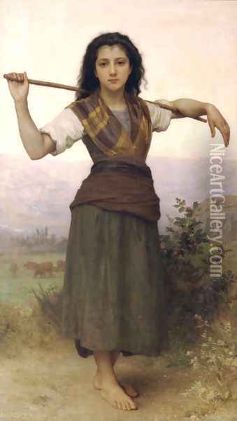 Pastourelle [Shepherdess] Oil Painting - William-Adolphe Bouguereau