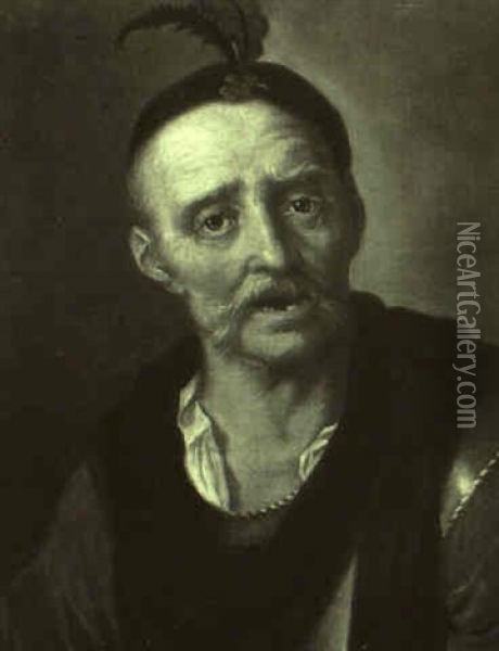 Portrait D'homme Moustachu Oil Painting - Giuseppe Nogari