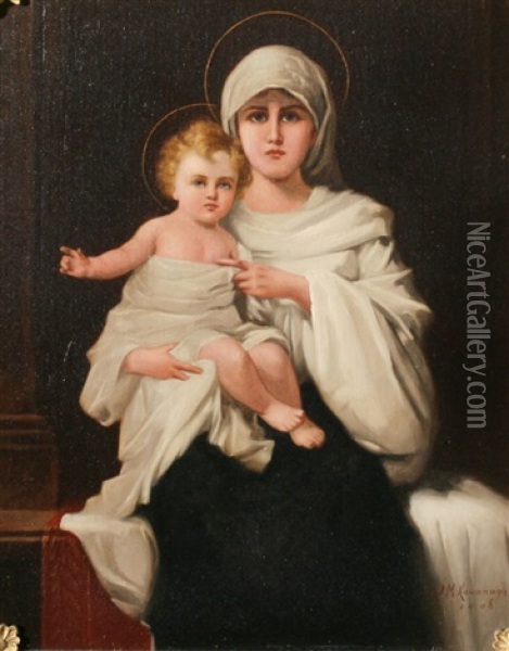 Madonna & Child Oil Painting - Joseph Malachy Kavanagh