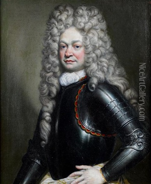 Portrait Of A Gentleman In Armour Oil Painting - Joseph Vivien