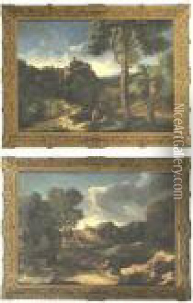 A Pair Of Classical Landscapes Oil Painting - Andrea Locatelli