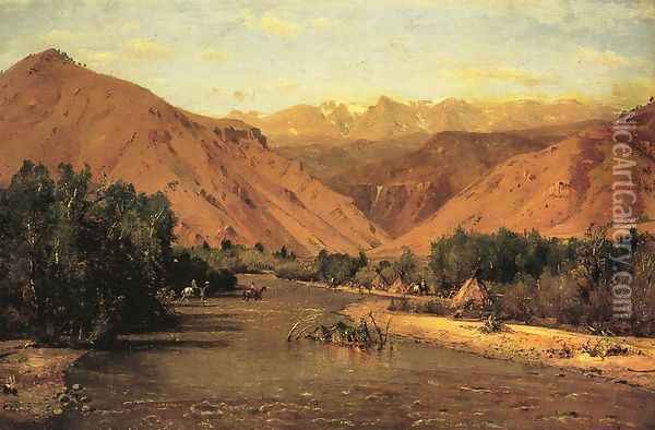 Indian Encampment on the Platte (II) Oil Painting - Thomas Worthington Whittredge