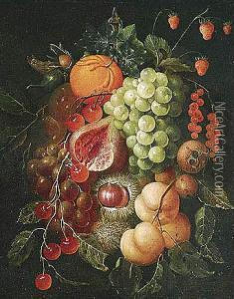 Bodegon De Uvas Con Higo, Naranja Y Otras Frutas Oil Painting - Cornelis De Heem