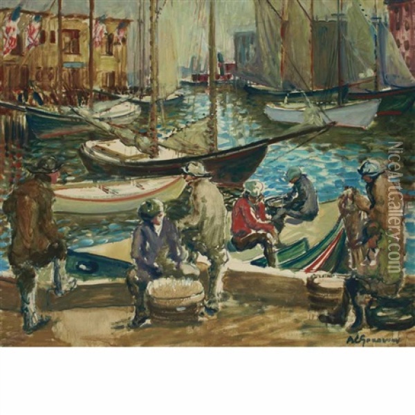 Old Days, T Wharf, Boston Oil Painting - Arthur Clifton Goodwin