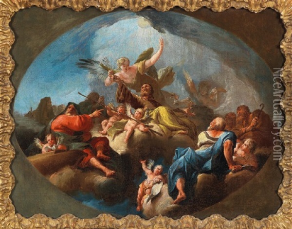 Die Glorie Des Heiligen Joseph Mit Noah Und Der Opferung Isaaks Oil Painting - Paul Troger