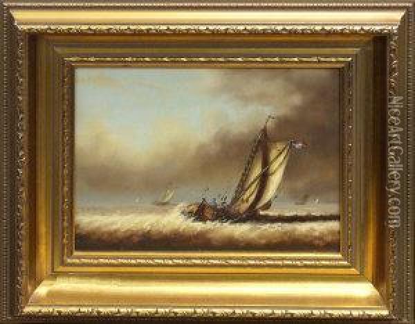 A Dutch Sailing Barge Oil Painting - Bernhardt Peters