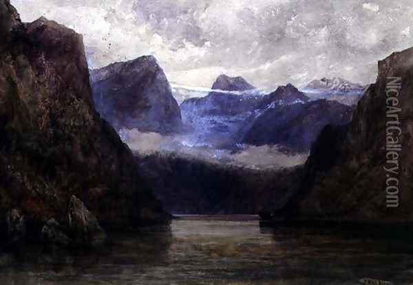 Romsdal Fjord at Midnight, 1847 Oil Painting - William West