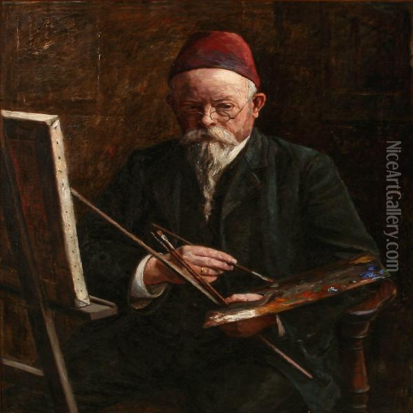 Portrait Of The Danish Painter I Oil Painting - Seidelin Ingeborg