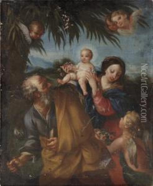 The Holy Family With The Infant Saint John The Baptist Oil Painting - Flaminio Torri