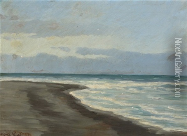 A Beach At Dusk Oil Painting - Carl Ludvig Thilson Locher
