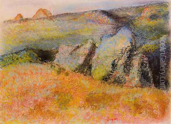 Landscape with Rocks Oil Painting - Edgar Degas