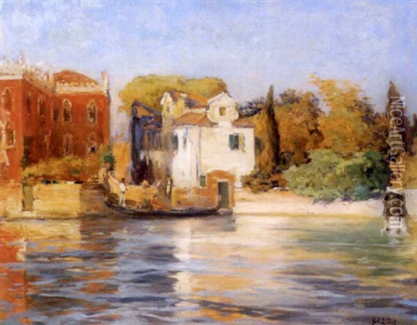 An Einem Kanal In Venedig Oil Painting - Eugene Louis Gillot