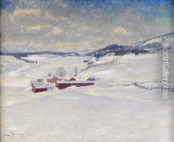 Vinterdag Oil Painting - Carl August Johansson