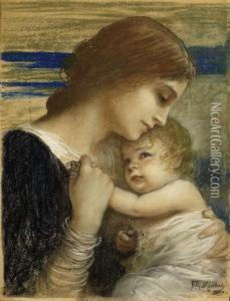Mother And Child Oil Painting - Friedrich August von Kaulbach
