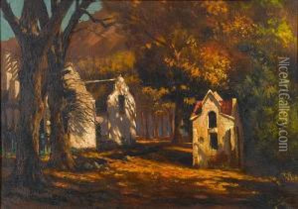 House In The Woods Oil Painting - Tinus De Jong