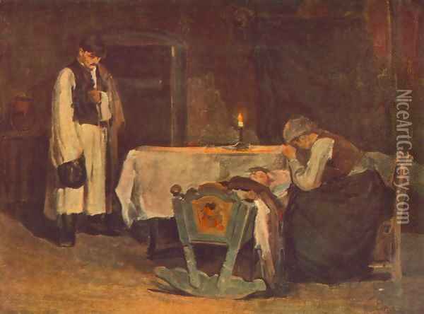 Beside the Cradle 1905 Oil Painting - Johann-Nepomuk Ender