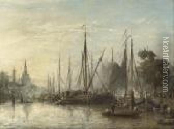 Le Port De Rotterdam Oil Painting - Johan Barthold Jongkind