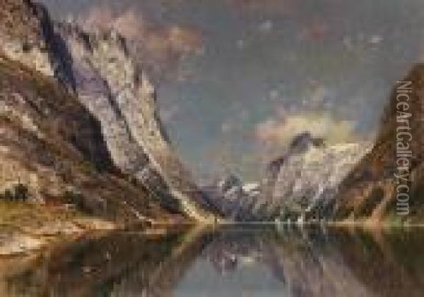 Norwegische Fjordlandschaft Oil Painting - Adelsteen Normann
