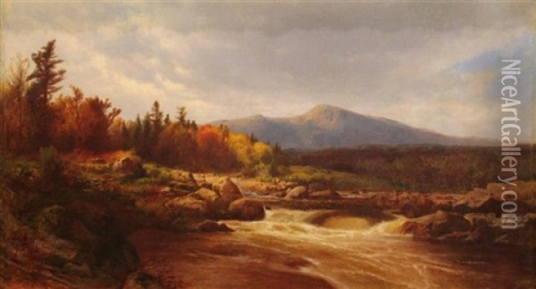 Mountain Torrent Oil Painting - William M. Hart