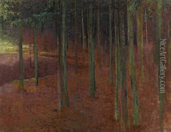 Forest Oil Painting - Antonin Slavicek