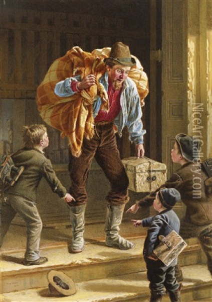 Need Your Boots Shined, Mister? Oil Painting - Thomas Waterman Wood