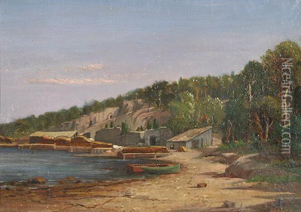 Cobb's Lumber Mill Oil Painting - George Loring Brown