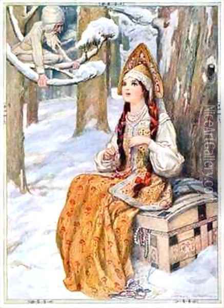 From the Frost The Frost could not help admiring her Oil Painting - Arthur A. Dixon