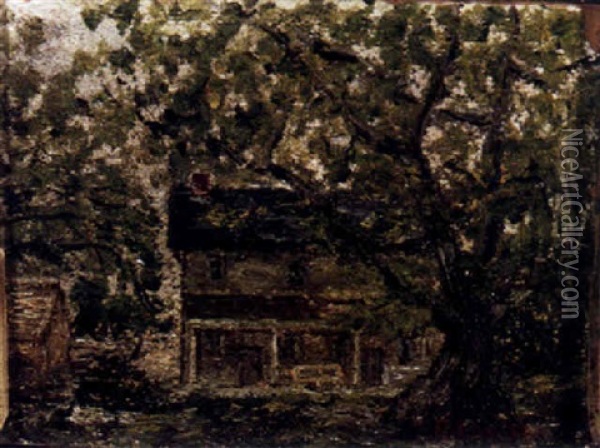 Old Quaker Meeting House, Manhasset, Long Island Oil Painting - Ernest Lawson