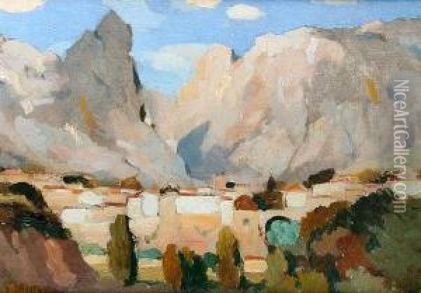 Moustiers, Ste. Marie Oil Painting - Adolphe Pierre Valette