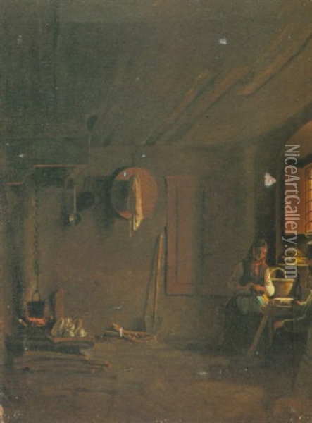 Interno Di Cucina Oil Painting - Giuseppe Abbati