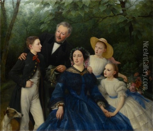 Portrait De La Famille Pureur Oil Painting - Charles Housez