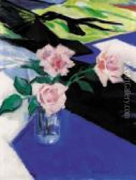 Still Life, Roses In A Vase Oil Painting - Francis Campbell Boileau Cadell
