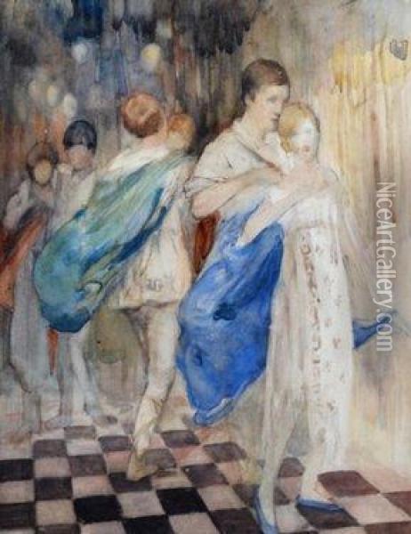 Dancing At A Theatrical 1920's Ball Oil Painting - Madeline Green