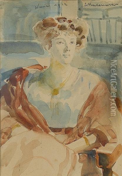 Portrait Of Marchese Guilia Asinari Di Bernezzo, Wife Of Witold Hausner Oil Painting - Jacek Malczewski